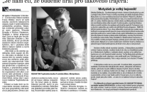 Pozvánky na Hokejbal pro Matyáška v novinách