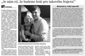 Pozvánky na Hokejbal pro Matyáška v novinách
